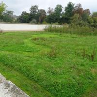 Cheminement tracé dans une zone d'herbe haute